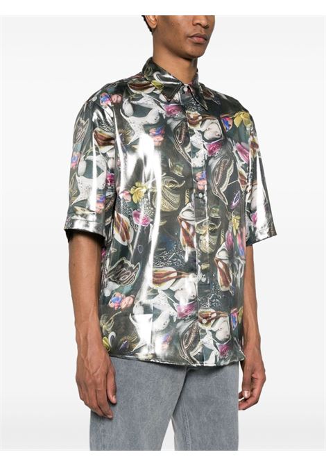 camicia con stampa laminata uomo multicolore in poliestere ACNE STUDIOS | BB0555BDZ